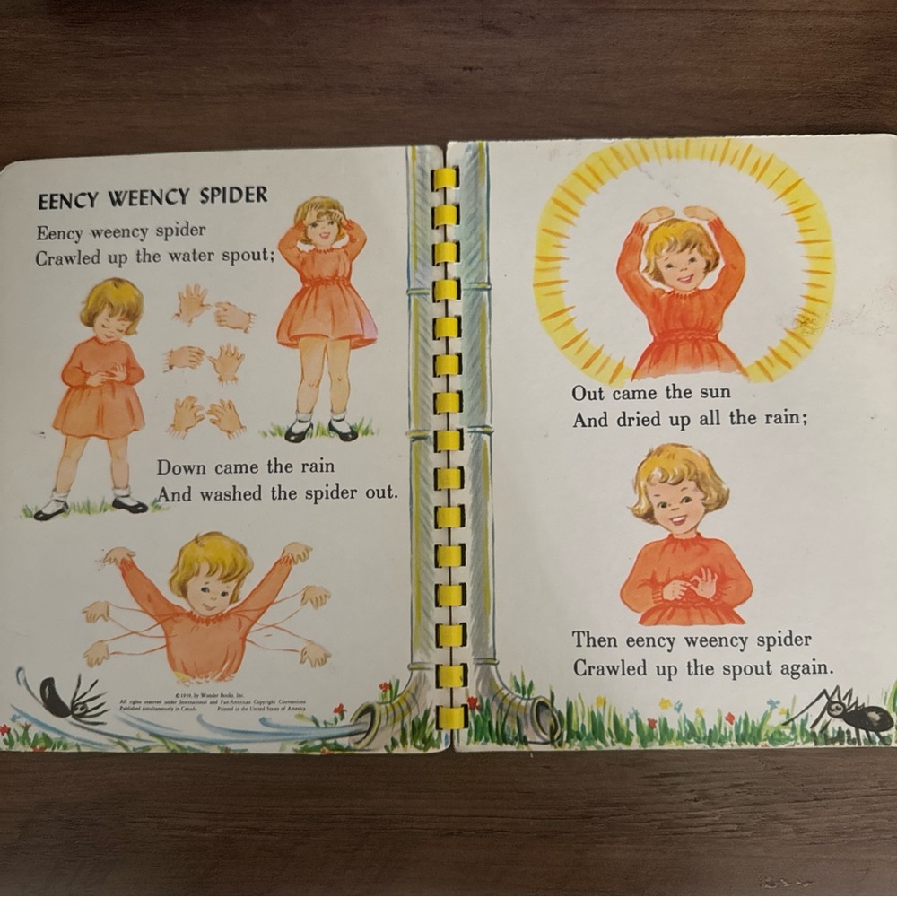 Baby's Finger Games Sturdi-Board Book by WONDER 5501‎ Yellow Spiral Binding 1959 - Picture 7 of 9